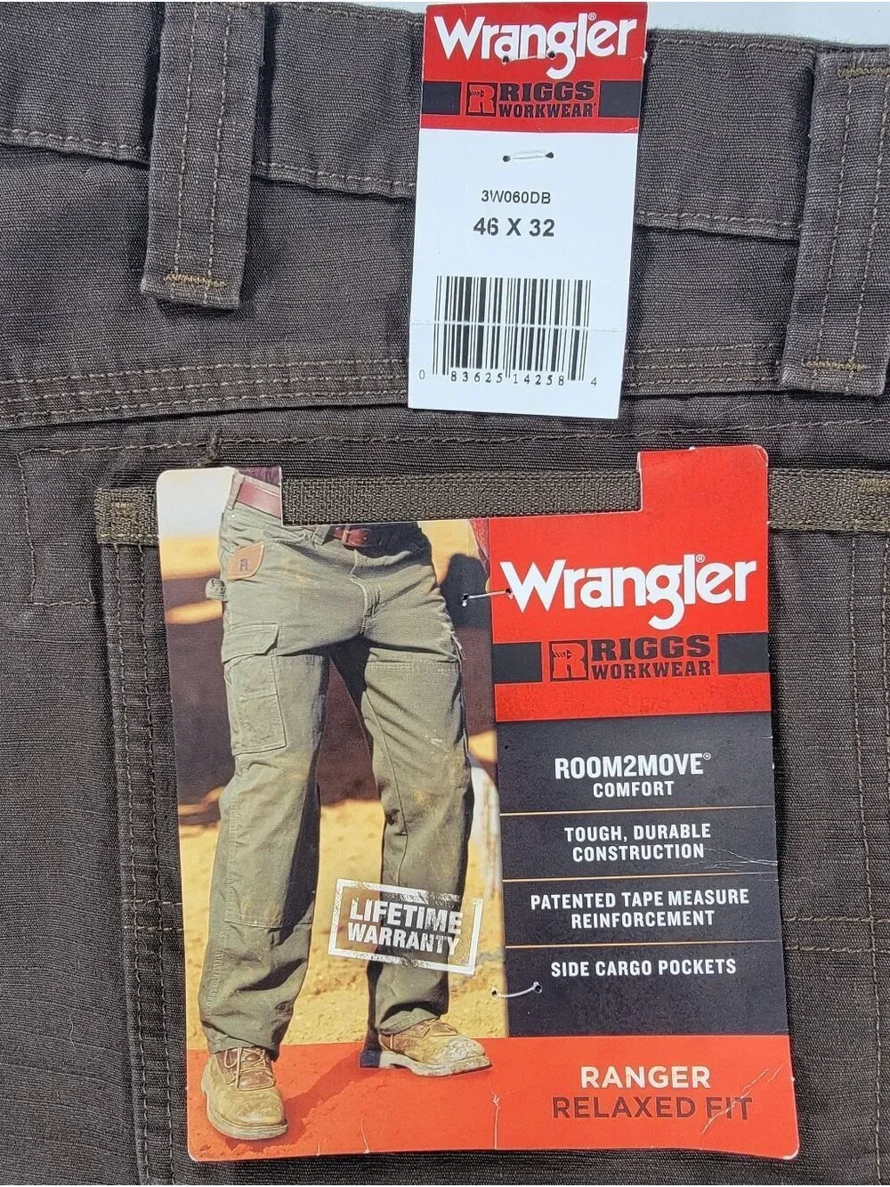 NEW Wrangler Riggs Pants 46x32 Brown Ripstop Ranger Relaxed Fit Workwear NWT